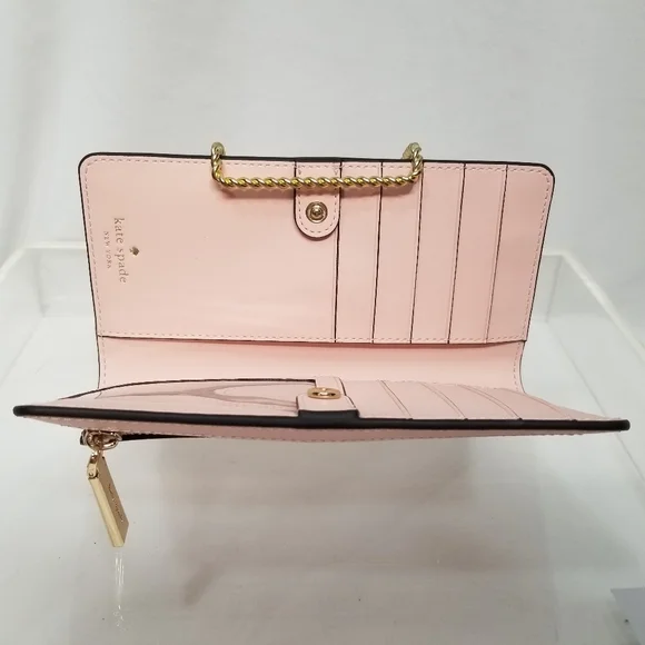 Kate Spade New York New With Tags Madison Conco Pink Large Slim Billfold Wallet